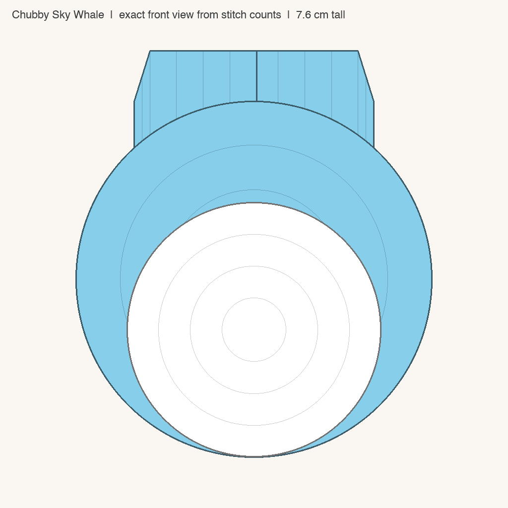 Chubby Sky Whale: front view drawn from the verified spec
