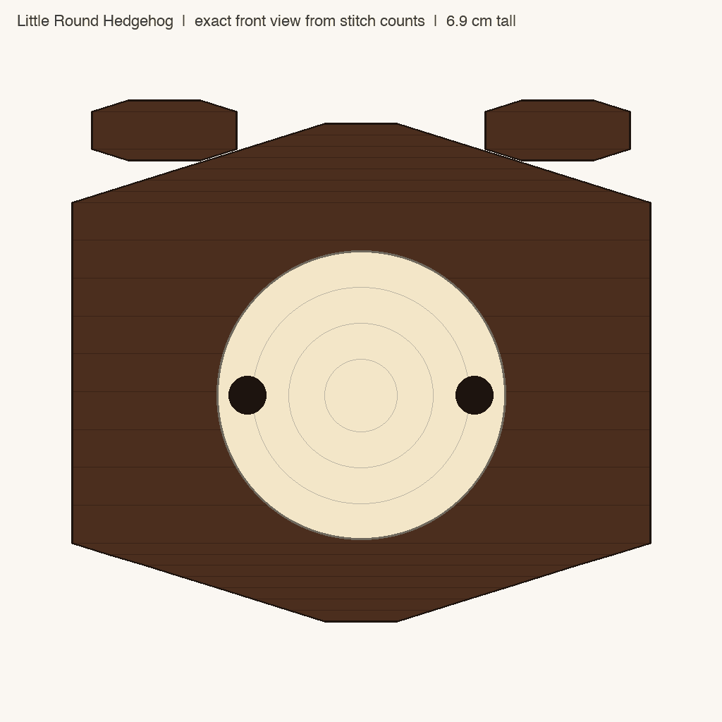 Little Round Hedgehog: front view drawn from the verified spec