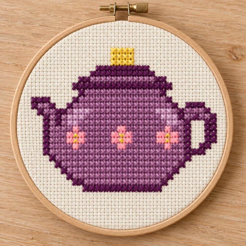 Purple Teapot With Flowers: AI visualization of the intended result