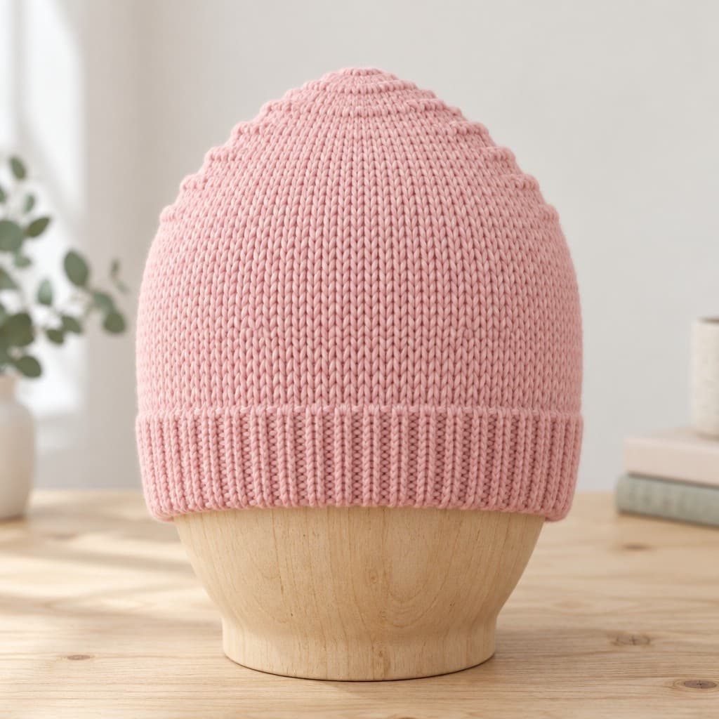Blush Rib Brim Beanie: AI visualization of the intended result