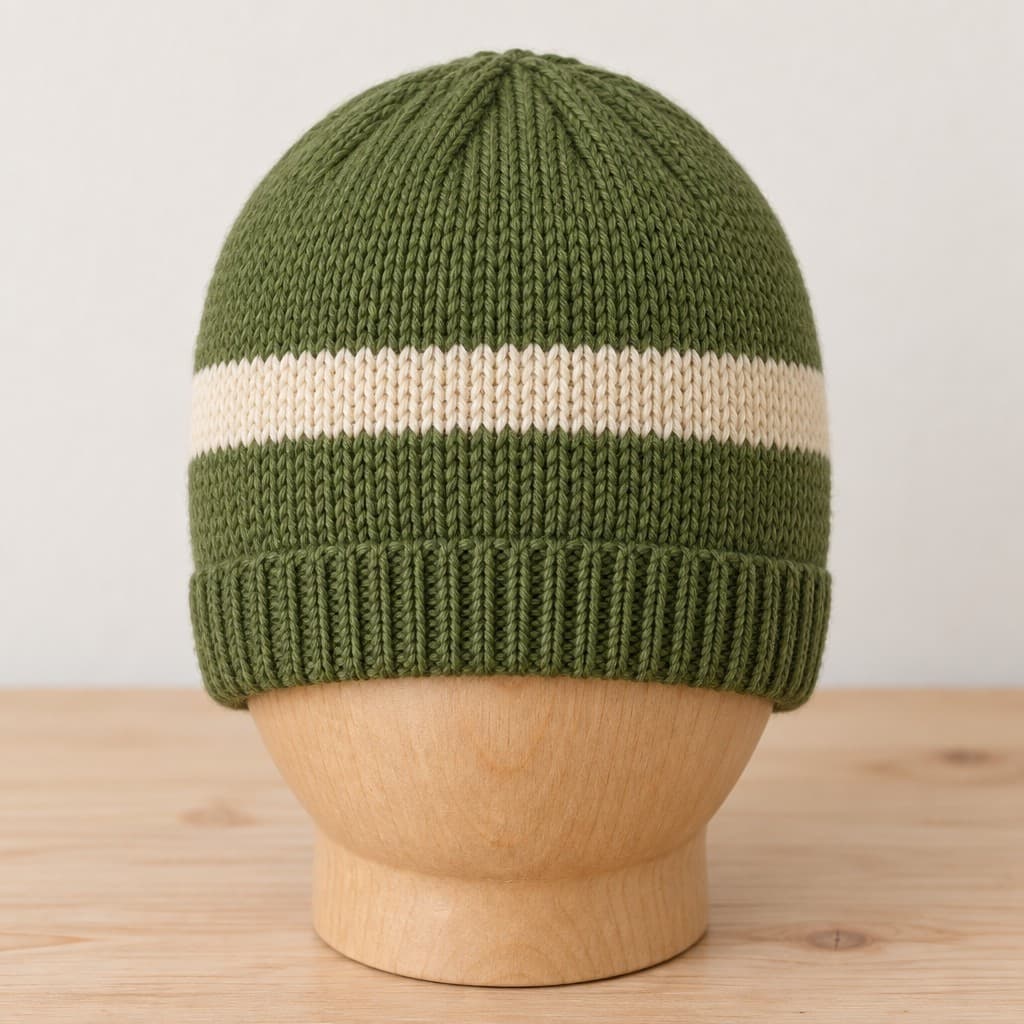 Mossy Cream Band Beanie: AI visualization of the intended result