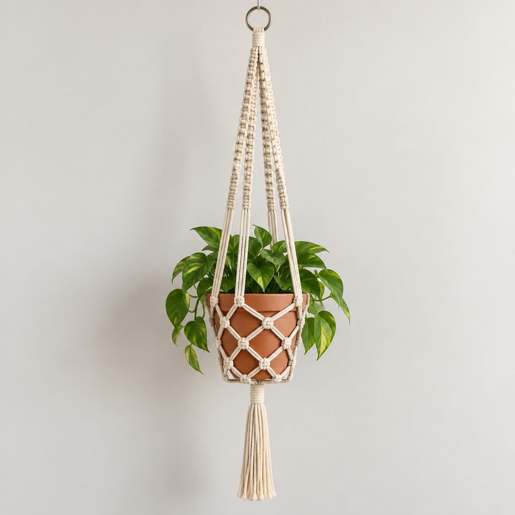 Cream Square Knot Hanger: AI visualization of the intended result