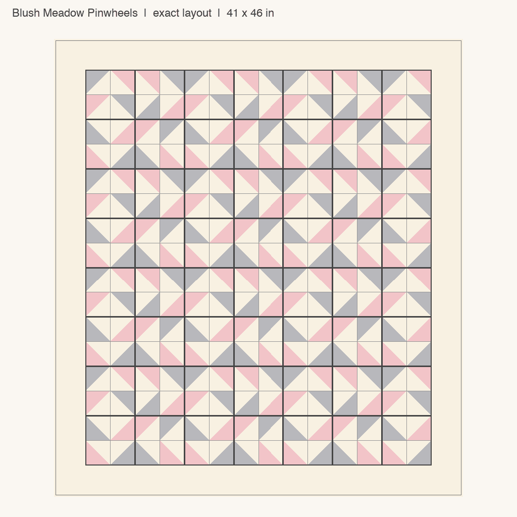 Blush Meadow Pinwheels: front view drawn from the verified spec