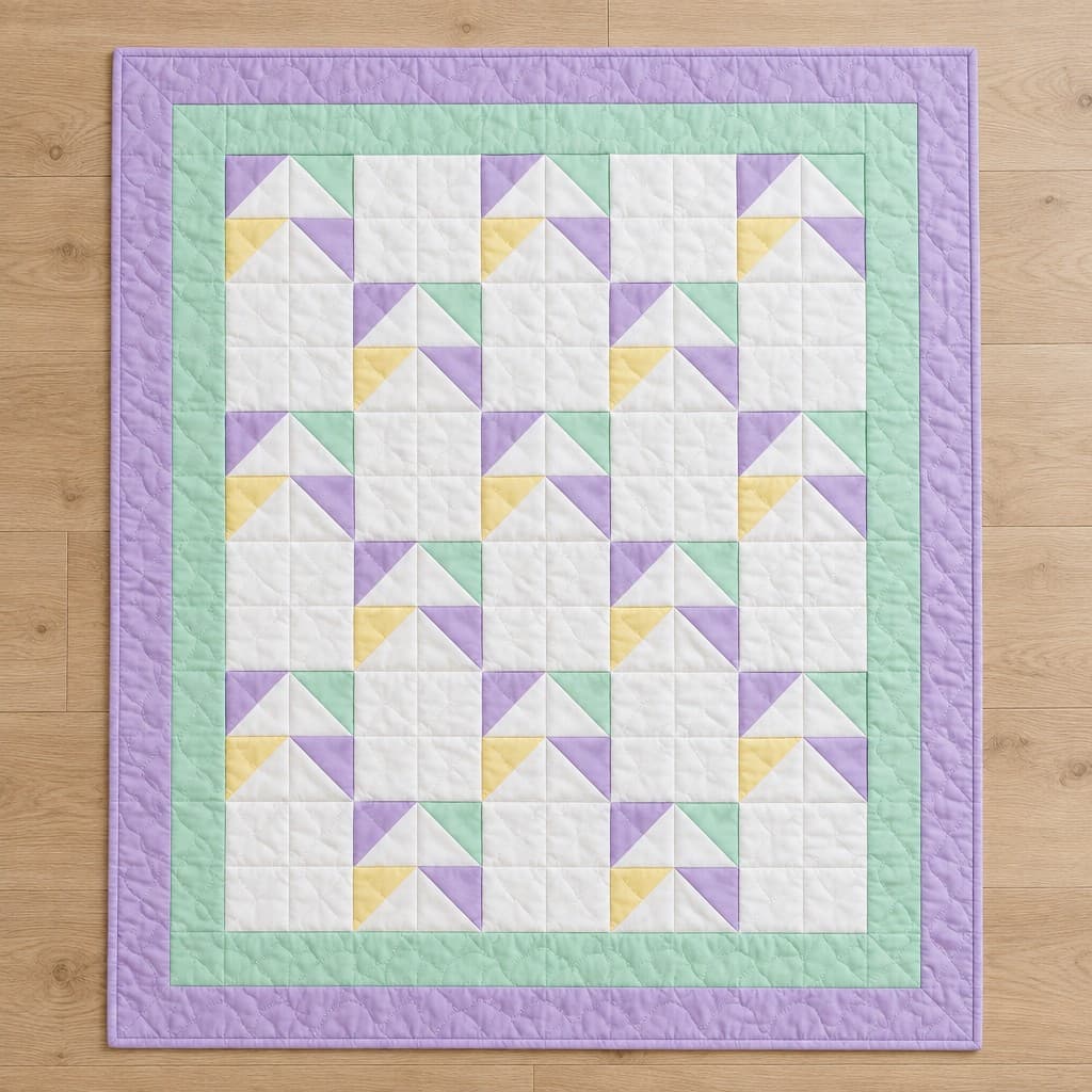 Pastel Checkerboard Crib Quilt: AI visualization of the intended result