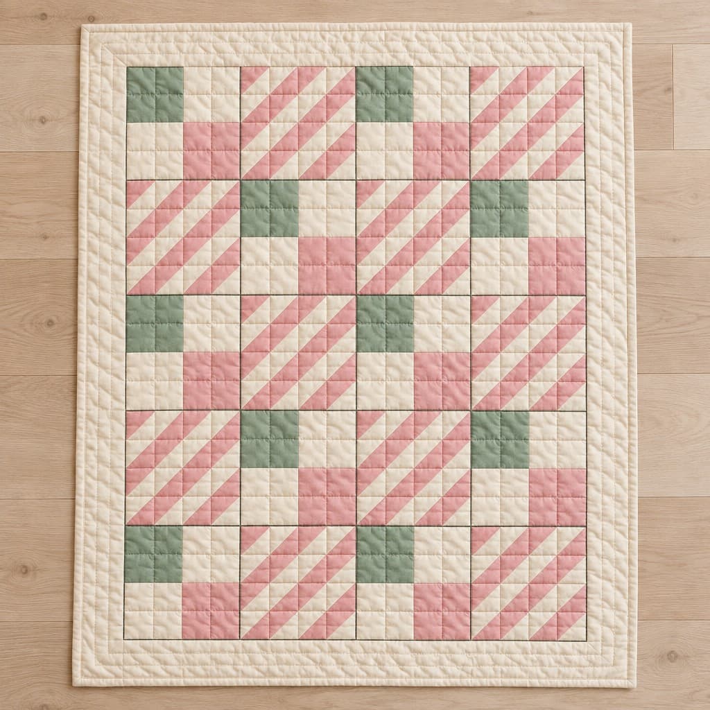 Sage Garden Checkerboard Baby Quilt: AI visualization of the intended result
