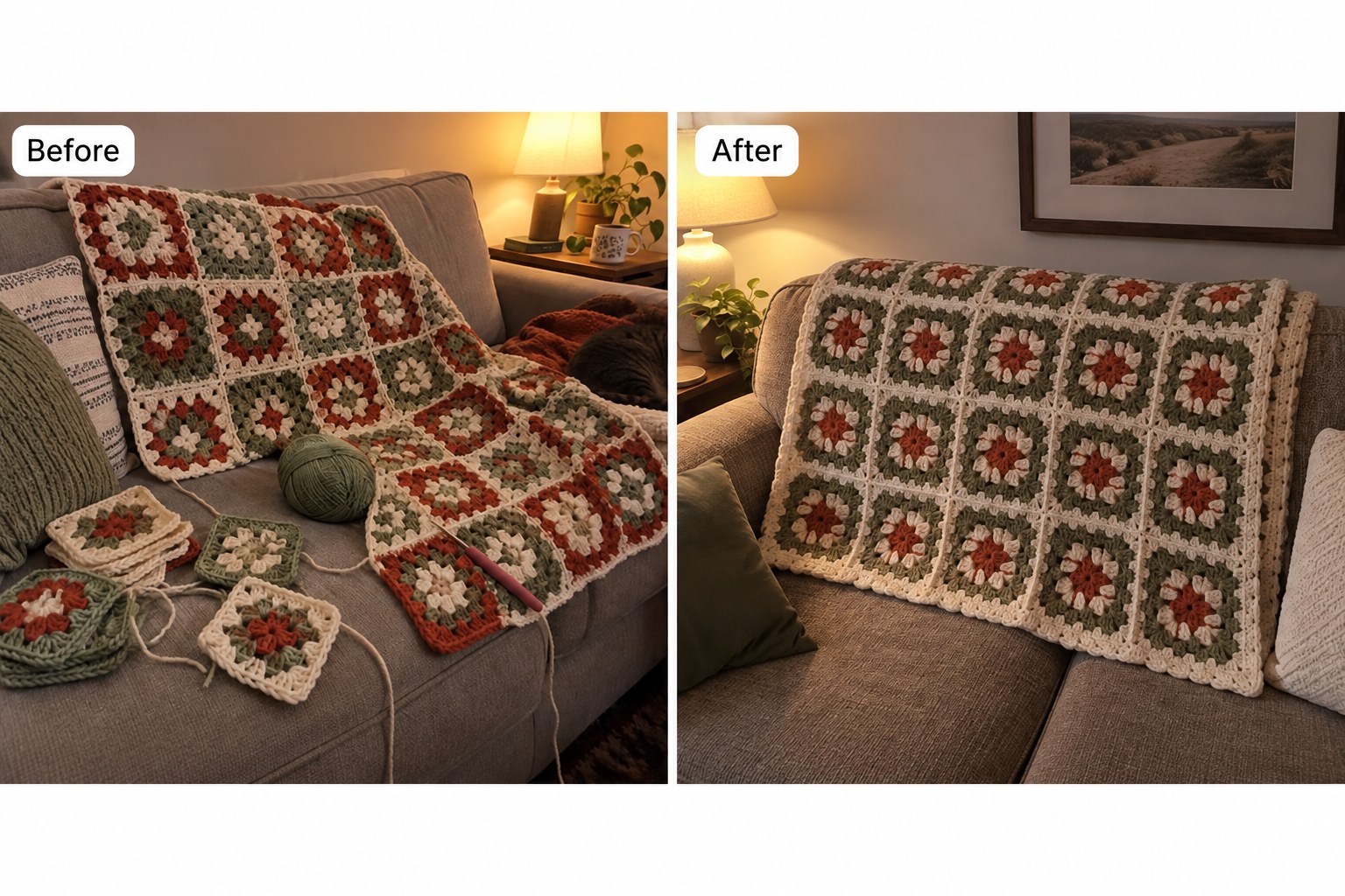 Before and after card: the result